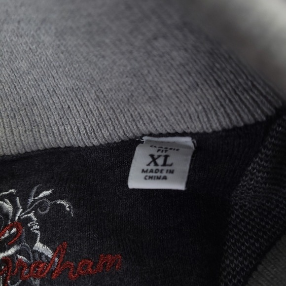 Robert Graham Sweater Mens‎ XL Gray Quarter Zip Pullover Cotton Cashmere Blend - Picture 4 of 10